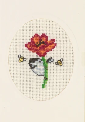 Kit Ricamo Biglietto Floreale Papavero 9 x 13 cm