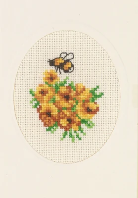 Kit Ricamo Biglietto Fiorito Calendula 9 x 13 cm
