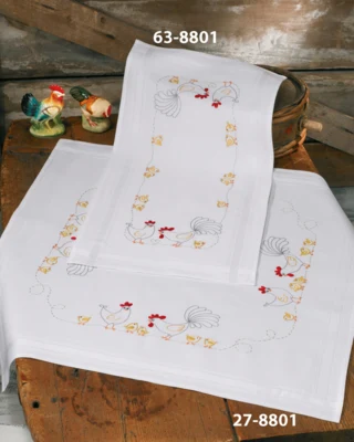 Kit da Ricamo Famiglia di Galline 80 x 80 cm