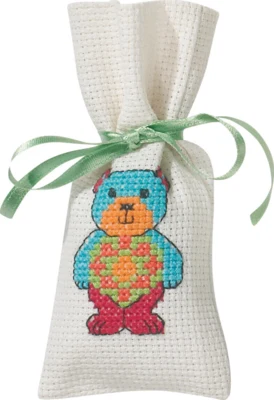 Kit per Ricamo Orsetto con Fiore 6 x 12 cm