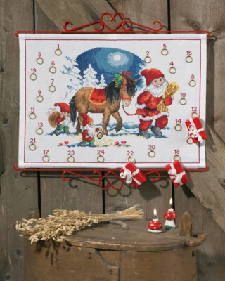 Kit di ricamo Babbo Natale e cavallo 5125/48 48 x 35 cm