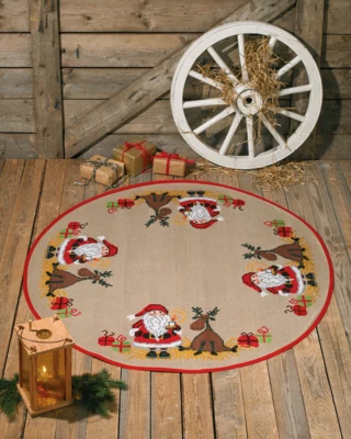 Kit Ricamo Babbo Natale & Alce 120Ø cm