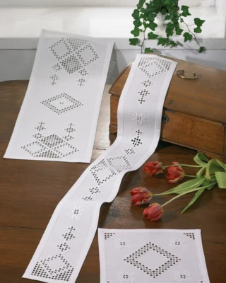 Kit da ricamo Hardanger bianco 29 x 81 cm