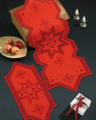 Kit Ricamo Hardanger con stella rossa 27 x 65 cm