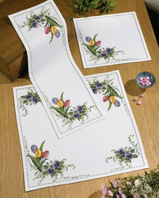 Kit da ricamo 3 tulipani 26 x 79 cm