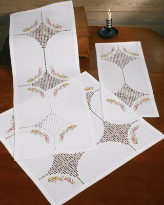 Kit per Ricamo Hardanger con Fiori 29 x 69 cm