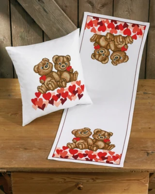 Kit Ricamo Orsetti Cuore 34 x 93 cm