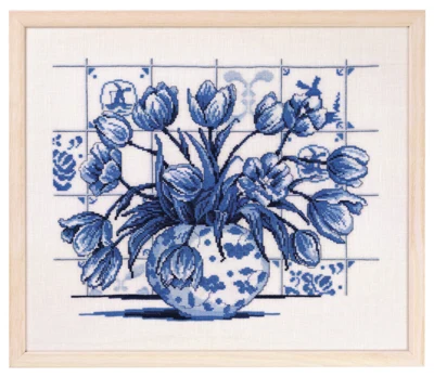 Kit Ricamo Tulipani Indigo 39 x 46 cm