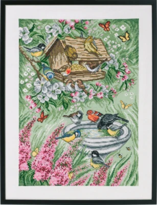 Kit punto croce Uccelli in giardino 45x59 cm