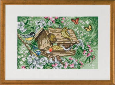 Kit Punto Croce Casetta degli Uccelli nel Giardino R5350 47 x 34 cm