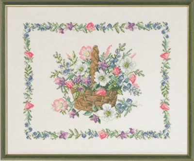 Kit Ricamo Cestino di Fiori 49 x 40 cm