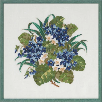 Kit Ricamo Bouquet con Viole 37 x 37 cm