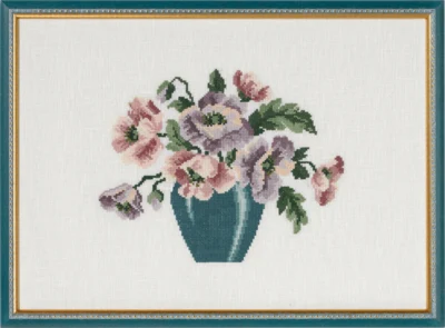 Kit Ricamo Vaso con Anemoni 38 x 27 cm