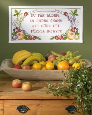 Kit per Ricamo Frutta con Testo 57 x 29 cm